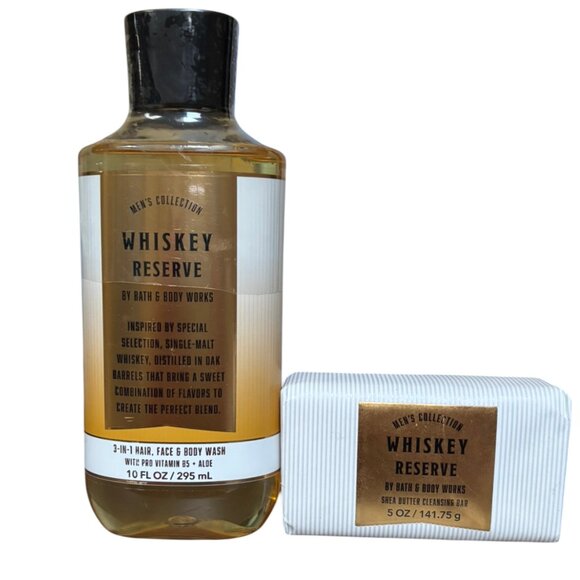 WHISKEY RESERVE 3-In-1 Hair, Face, & Body Wash By Bath & Body works + Soap Bar - Picture 1 of 2